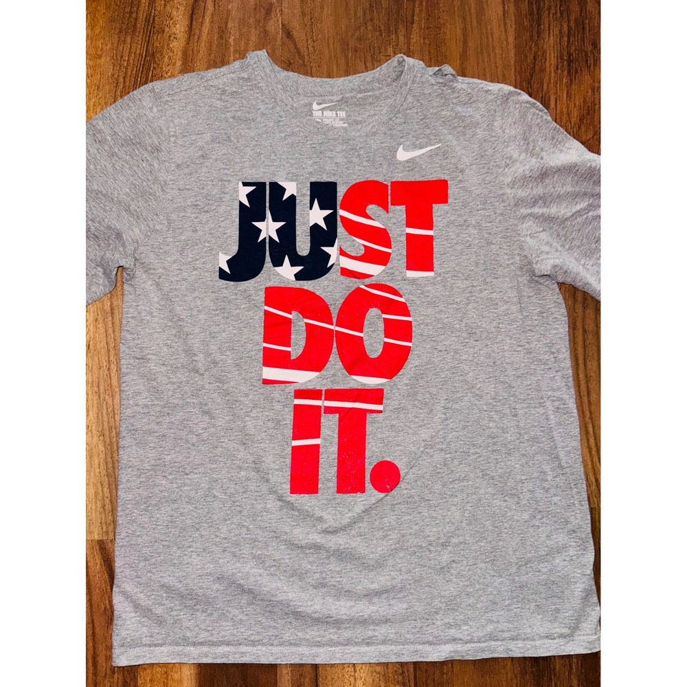 Nike Mens USA Olympic Team Just Do It Graphic T-Shirt Gray Large Athletic Cut